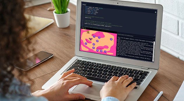 girl working on python project